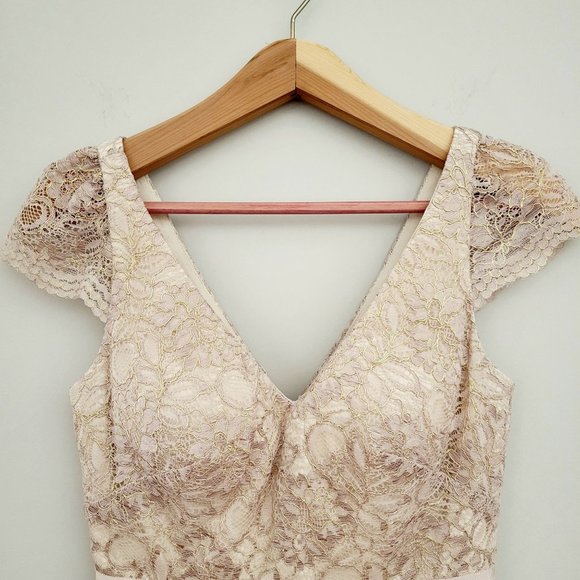 Anthropologie BHLDN Jenny Yoo Beckett Floral Lace Sheath Dress Women's Size 0 - Picture 2 of 11